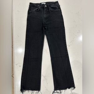 Zara Black Frayed Hem Jeans